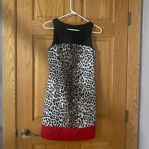 Sleeveless Black/Red/Cheetah Shift Dress